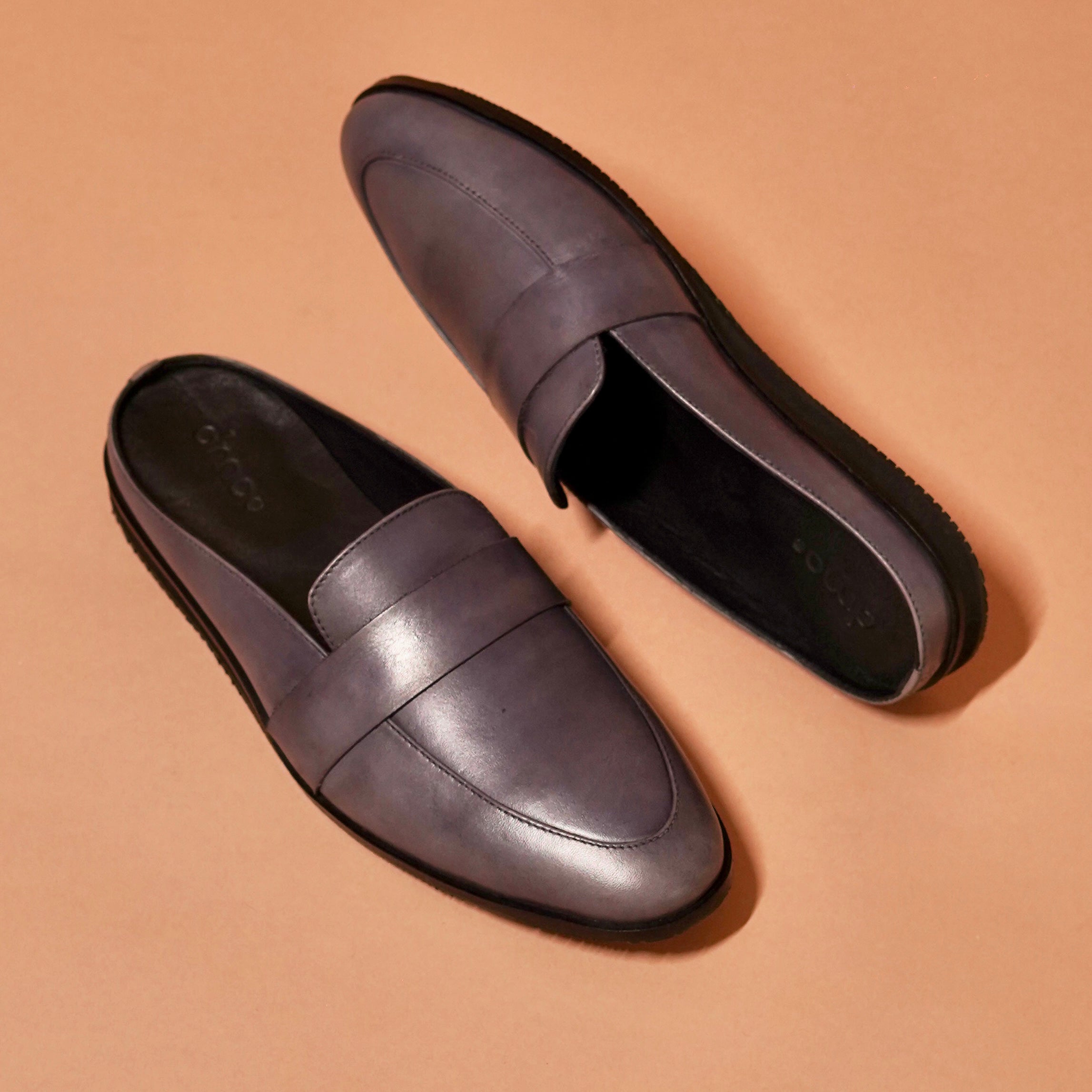 Hoffler Grego | Dark ash grey Leather Mules